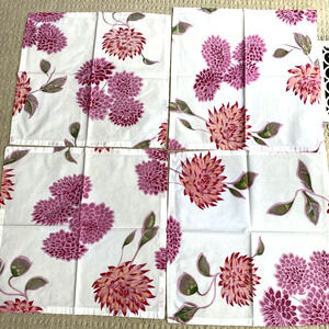 Cloth Napkins Set of 4 White Cotton & Pink Flowers Cottage Chic Farmhouse Floral
